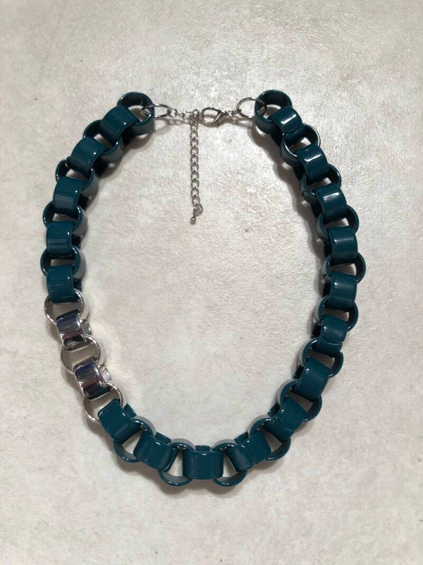 Groen/zilverkleurig plastic schakel ketting