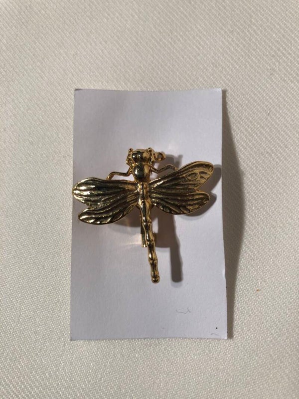 Goudkleurige vintage Libelle broche