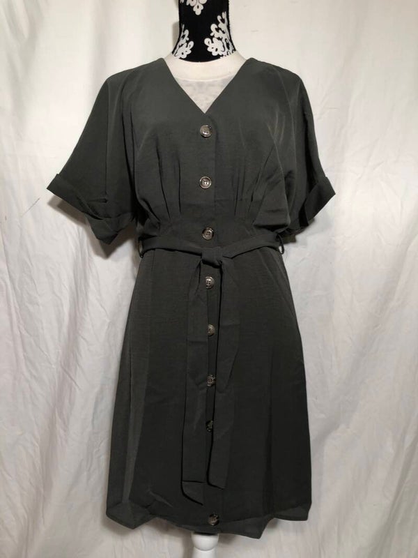 She + Sky groene jurk met knopen maat L