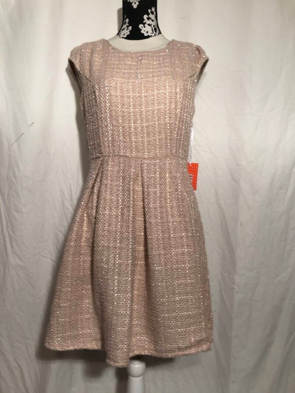 Moon crèmekleurige tweed jurk maat L