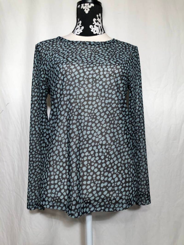 Anna zwart/groen print doorschijnende longsleeve maat L