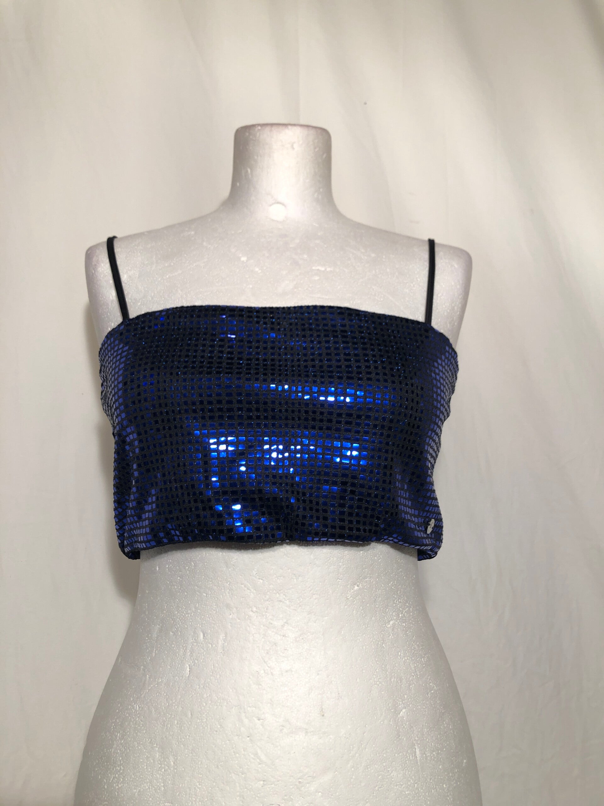 Yewang Collection blauw/zwart pailletten topje maat S