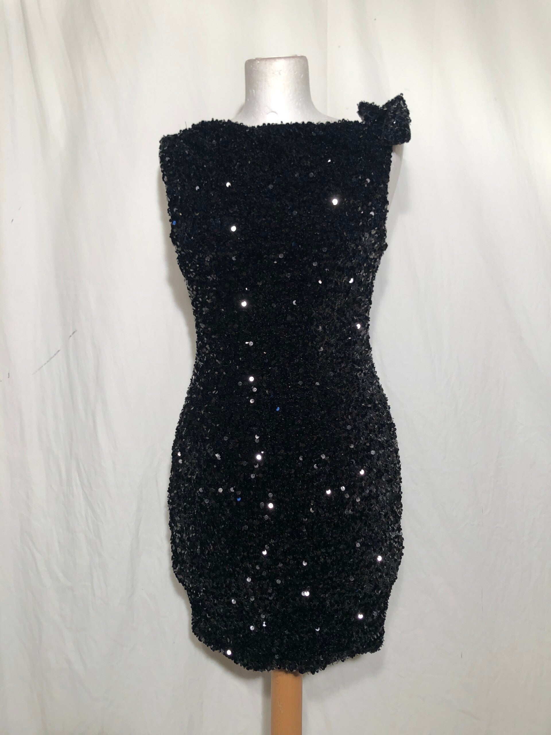 Loavies zwarte pailletten cocktail jurk maat XS