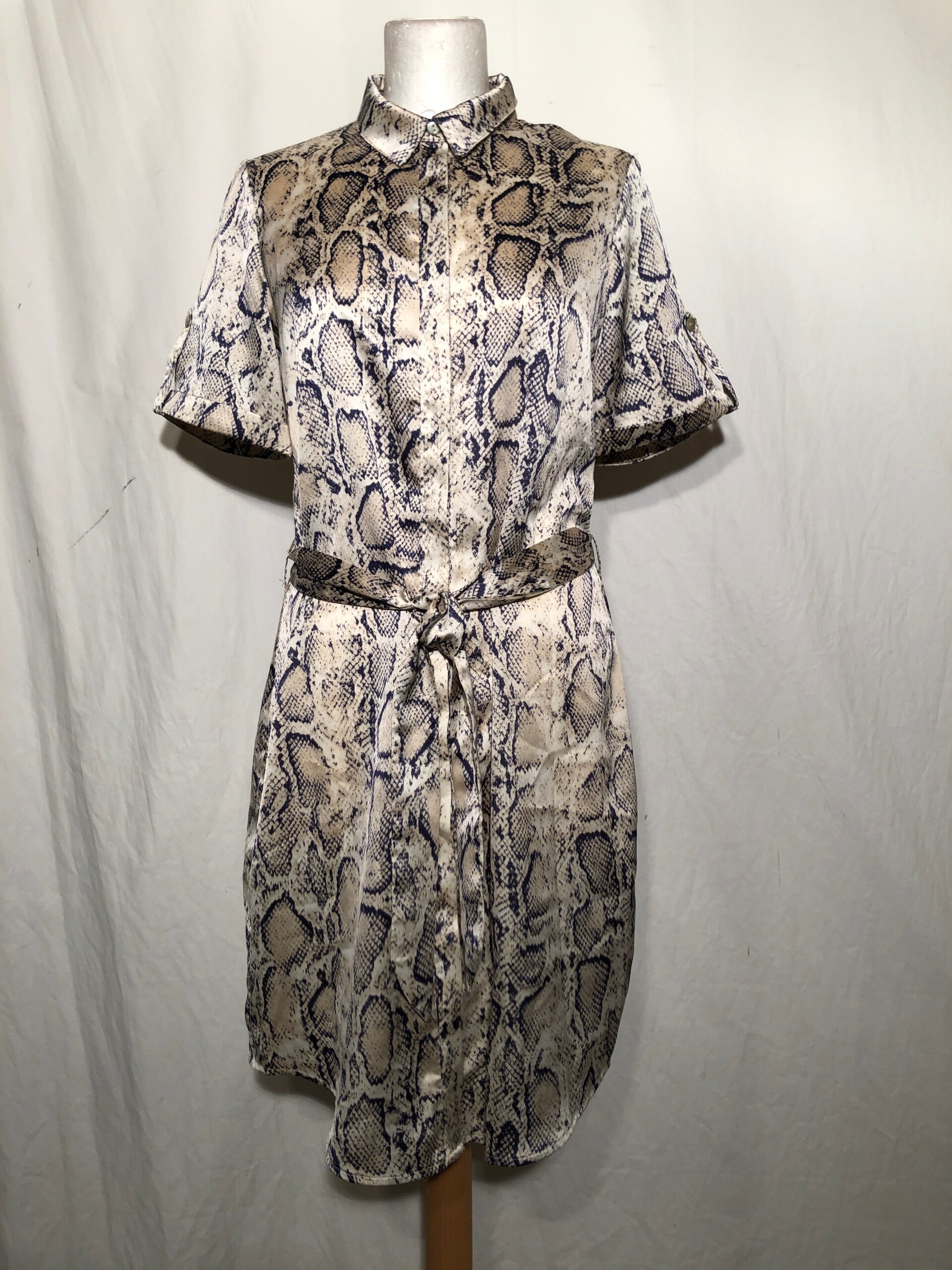 AAKO slangprint jurk met strikceintuur maat XS