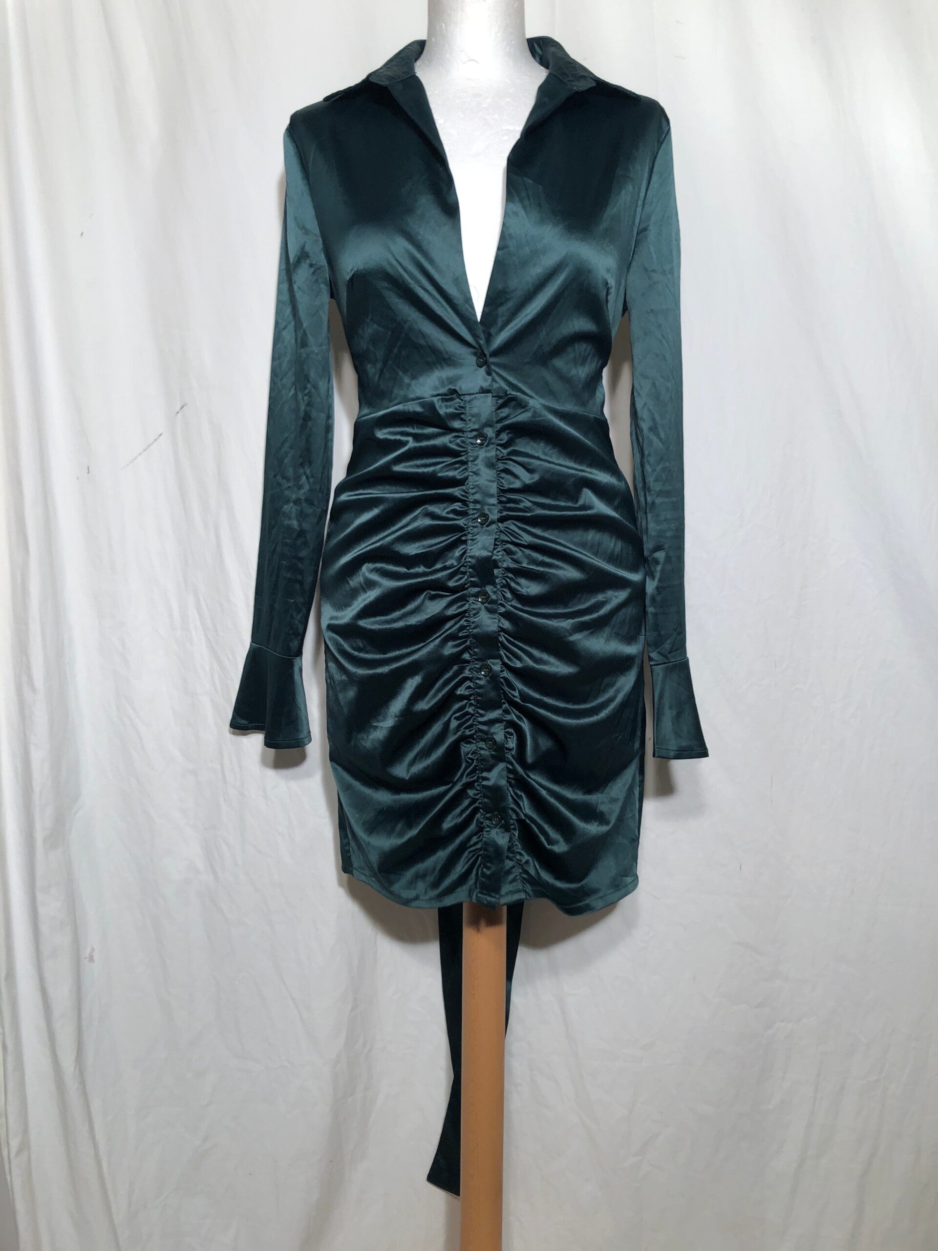 Glamaker donkergroene korte jurk maat S