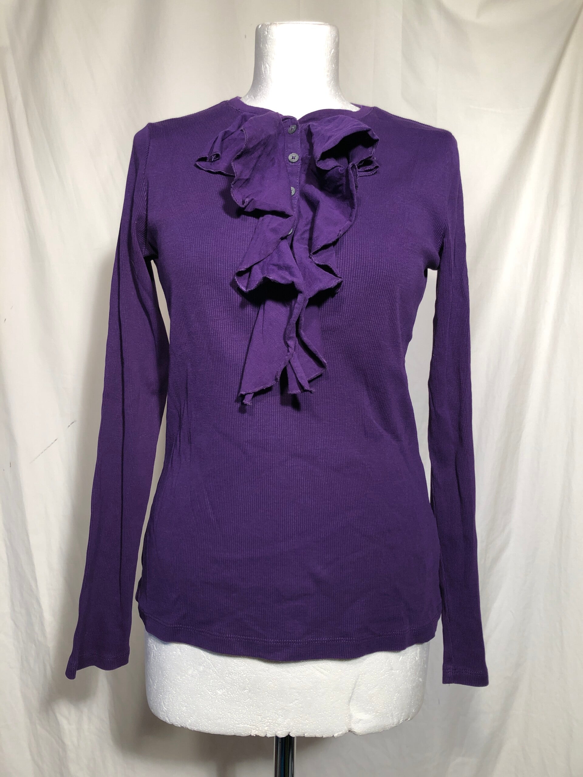 Lauren by Ralph Lauren paarse longsleeve met ruche maat M