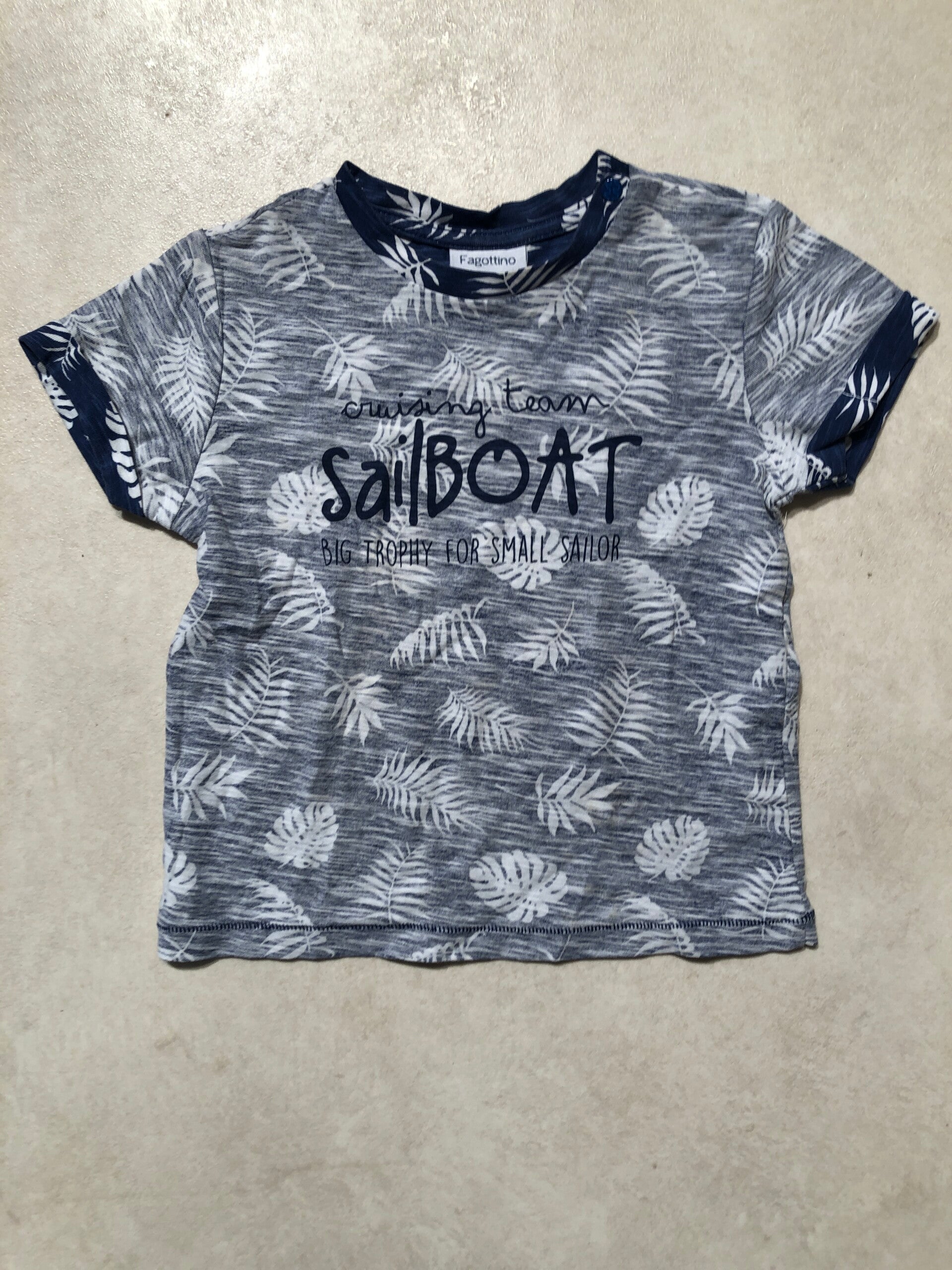Fagottino blauw/wit print t-shirt maat 80/86