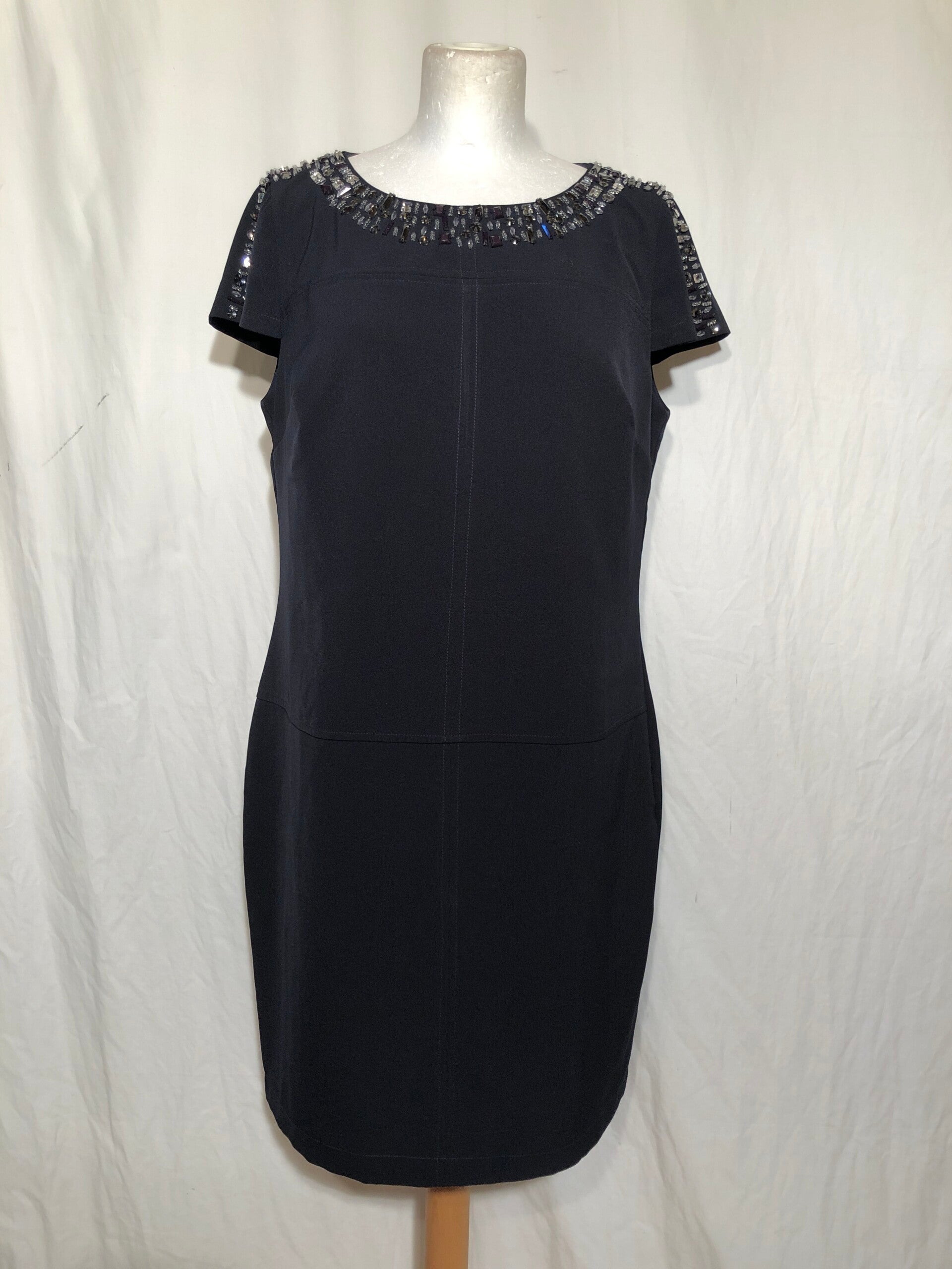 K-Design donkerblauwe cocktailjurk kralen en steentjes maat XL