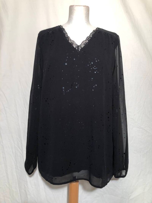 S.Oliver zwart dubbellaags tuniek met kant en sterretjes maat 42