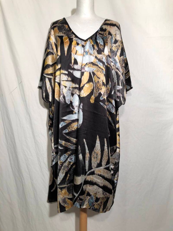 Zizzi zwart glimmende jurk met print maat 54/56