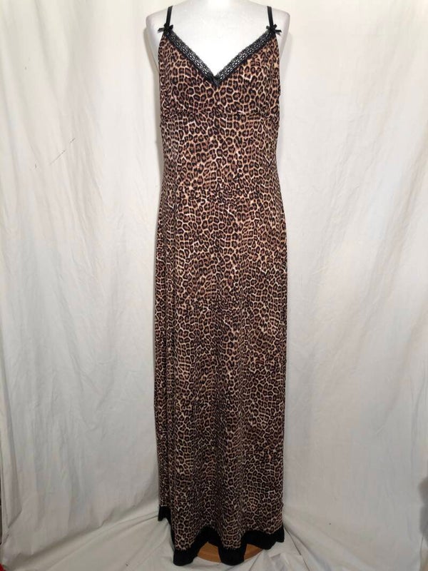 FashionNova luipaard print lange jurk met kant maat XL