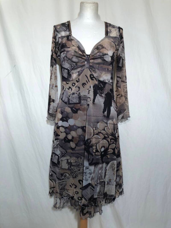 Lushka bruin print jurk maat 38