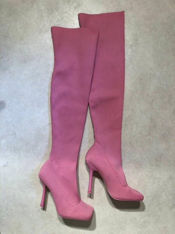 Roze stretch over knee pump laarzen maat 41