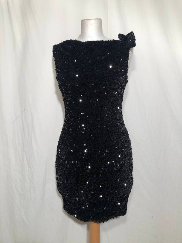 Loavies zwarte pailletten cocktail jurk maat XS