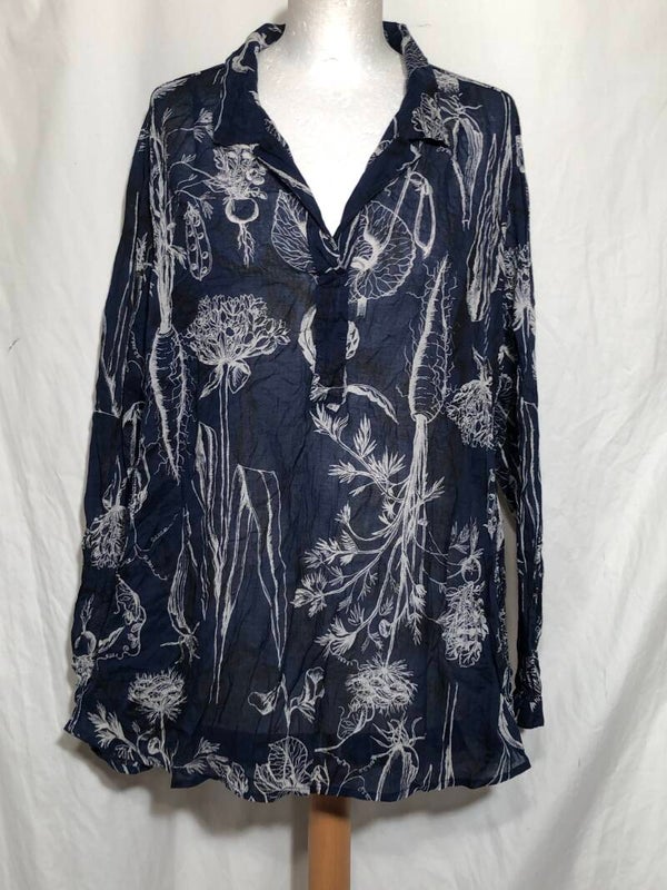 Didi blauw doorschijnende tuniek met groenten print maat XXL