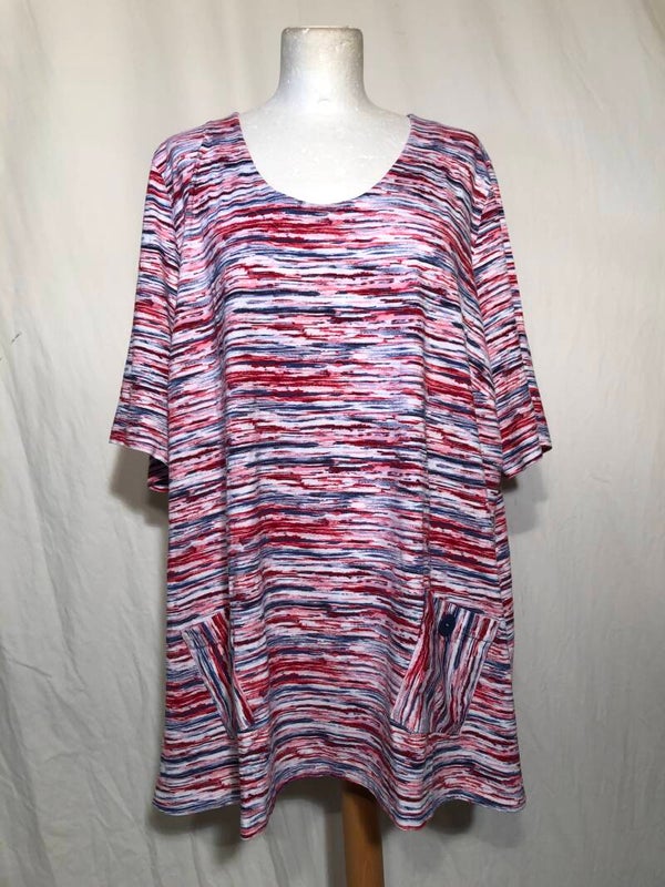 Mona Lisa rood/wit/blauw print shirt maat 52