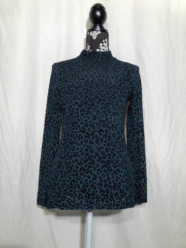 Costes donkergroen/zwart luipaard print longsleeve maat M