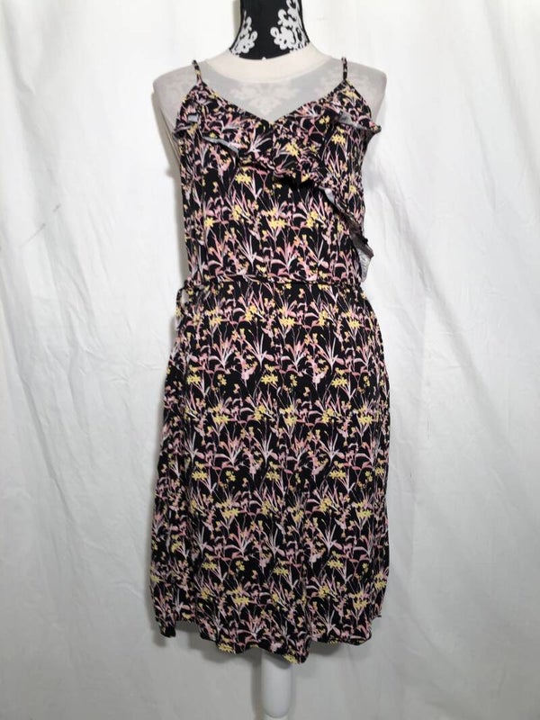 Saint Tropez zwart gebloemde zomerjurk maat M