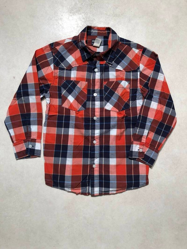 Oshkosh oranje/donkerblauw geruit overhemd maat 128
