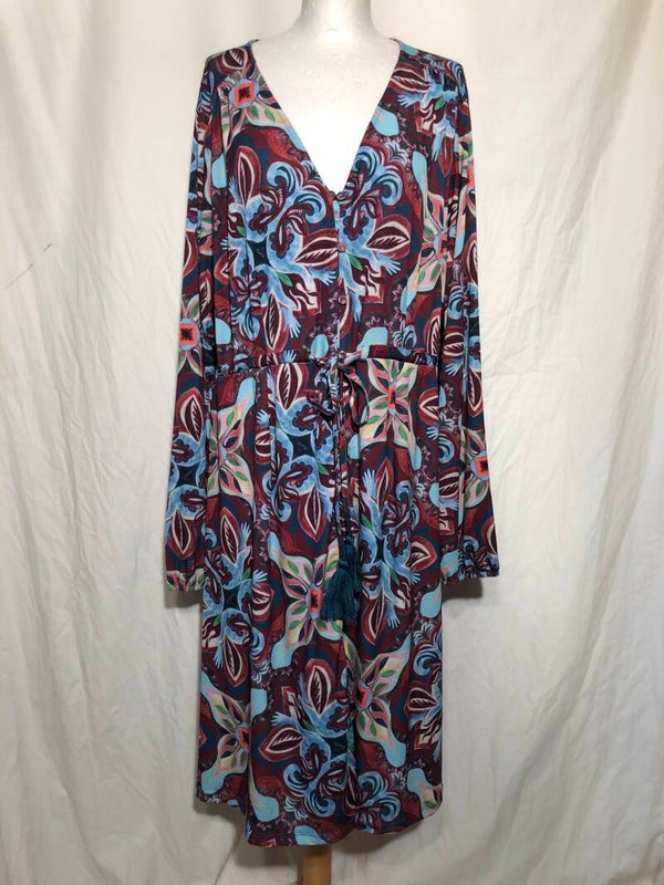 Didi Bordeaux/meerkleurige print jurk maat 48