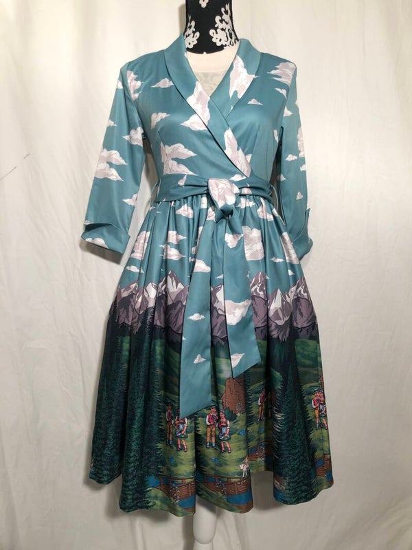 Lindy Bop retro swingdress met Heidi en Peter print maat 34