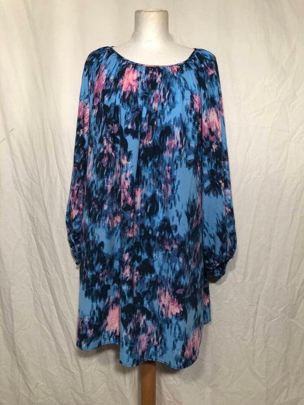 H&M blauw/roze print lang tuniek maat L