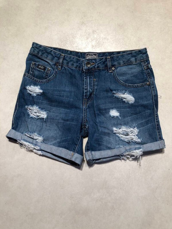 Superdry denim jeans short met gaten maat 28