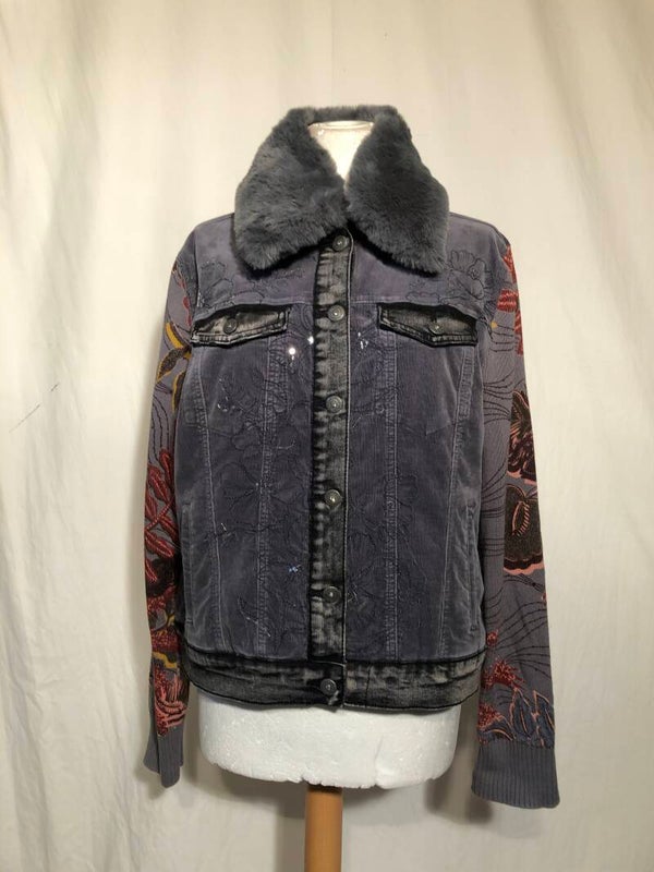 Desigual grijze corduroy jas maat 46
