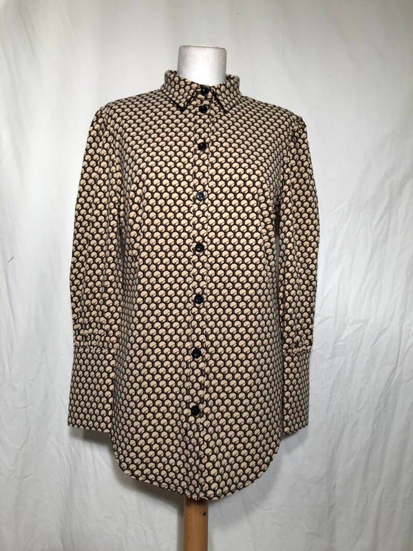 Ambika beige/zwart/bruin print blouse maat L