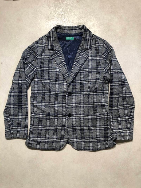 United colors of Benneton grijs/blauw geruit colbert maat 134/140