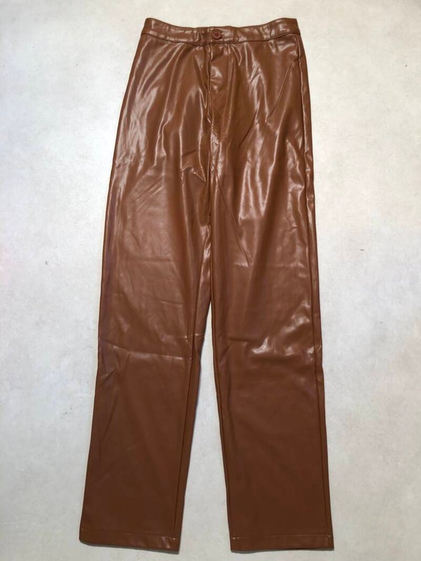 LA Sisters bruine imitatie lederen broek maat M