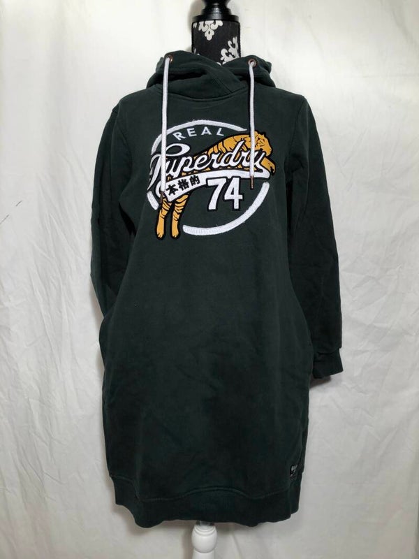 Superdry groene sweater jurk met capuchon maat 42