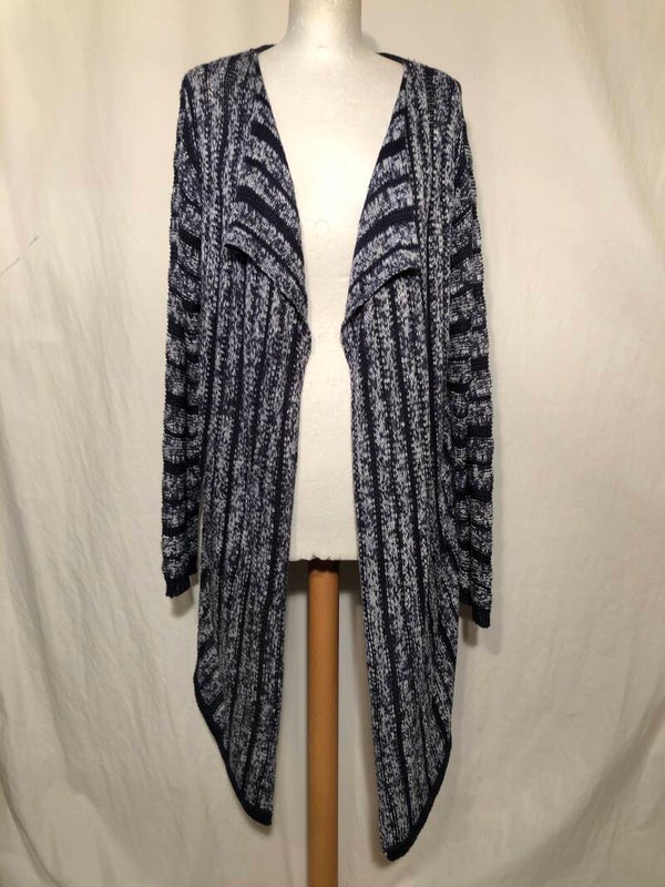 Miss Etam blauw gehaakt lang vest maat 48