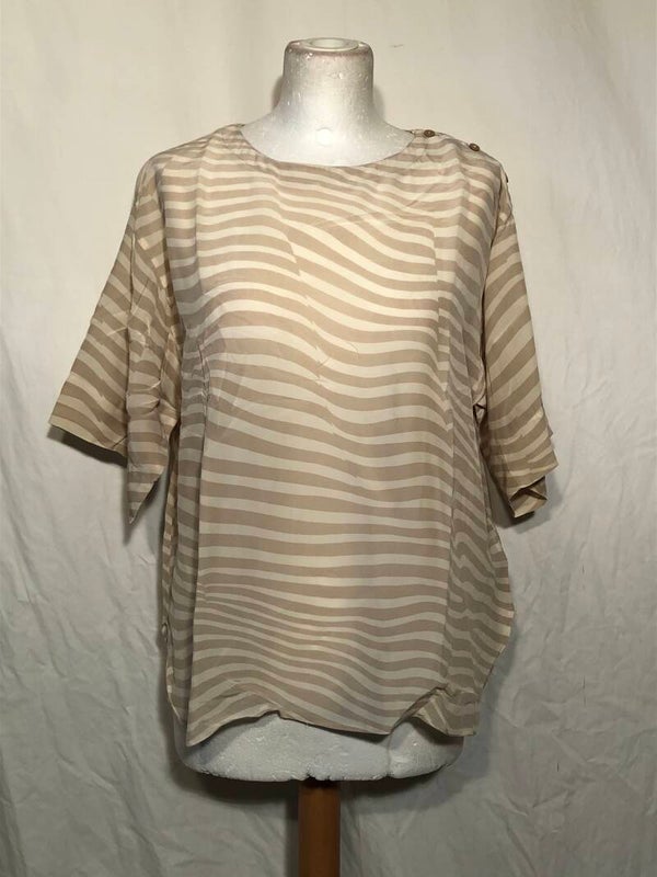 Joseph Janard beige gestreepte zijde top maat 44