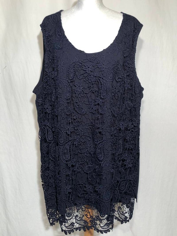 Sempre piu donkerblauwe tank tuniek met kant maat 54