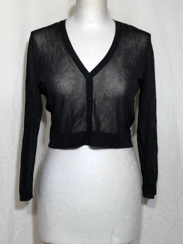 Lauren by Ralph Lauren zwart doorschijnend kort vestje maat XS