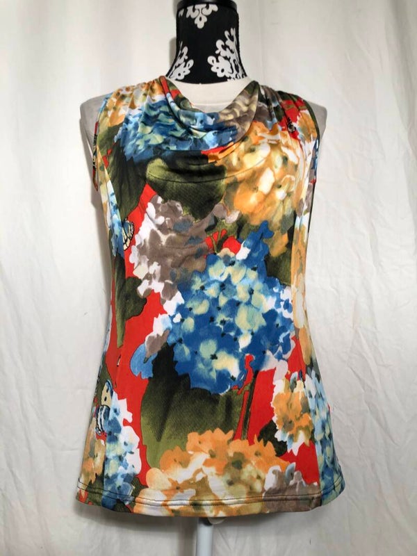 Mer & Sud meerkleurige waterval top met bloemen en vlinders maat M