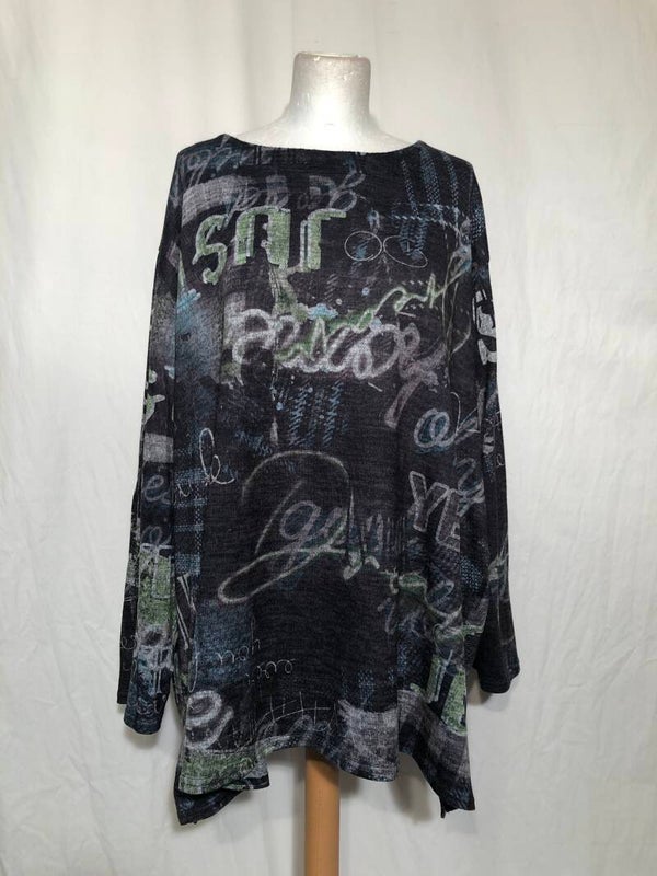 Doris Streich grijs print top maat 54