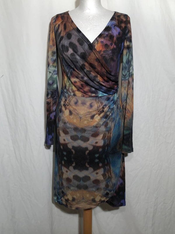 NED meerkleurige overslag jurk maat M