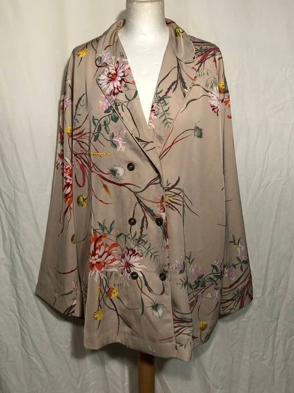 H&M beige blazer met bloemen maat L
