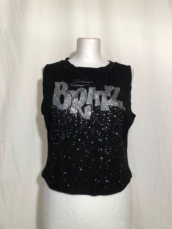 Bratz X Cider zwart kort shirt met glitters maat XL
