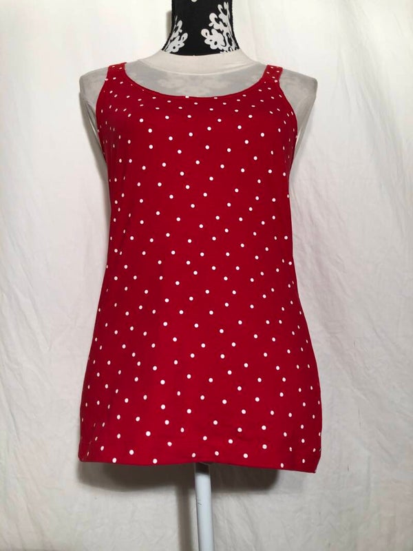 Sandwich rode zomer top met witte polkadots maat L