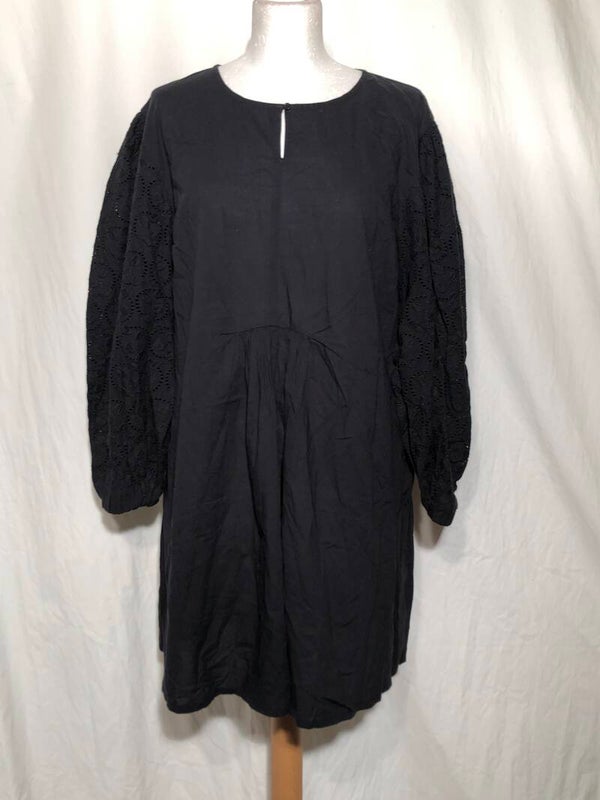 Masai zwart lang tuniek met broderie maat M