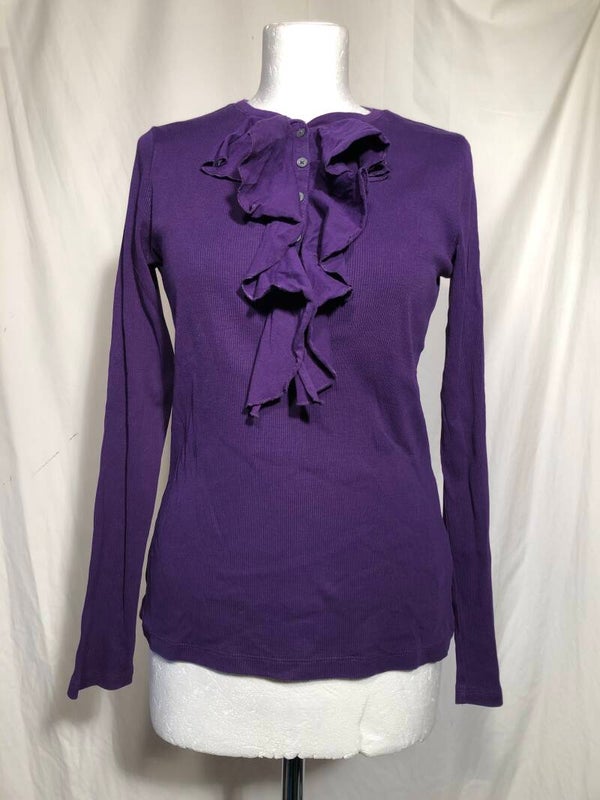Lauren by Ralph Lauren paarse longsleeve met ruche maat M