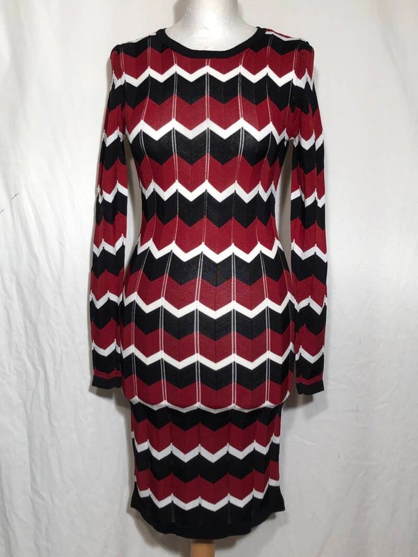 Nikkie rood/zwart/witte jurk met zigzag patroon maat 38