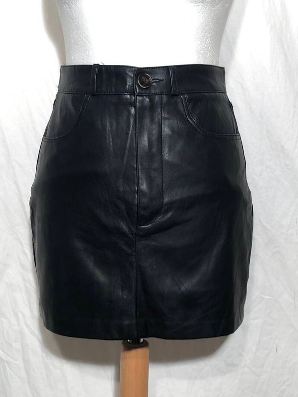 Pull & Bear zwart imitatie leder rokje maat S