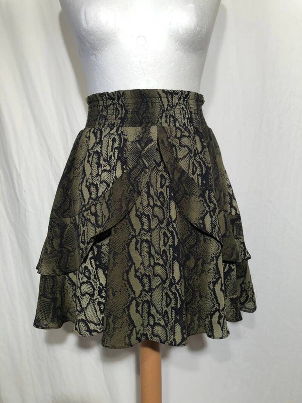 Nikkie groen slangprint rokje maat 32