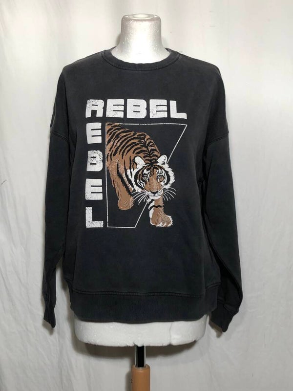 Costes rebel donkergrijze sweater met opdruk maat S