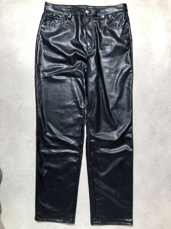 H&M zwarte imitatie lederen broek maat 44