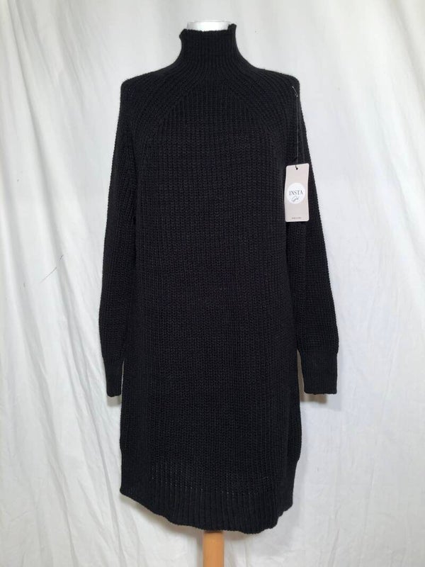 Insta girl zwart gebreide jurk met turtleneck maat M